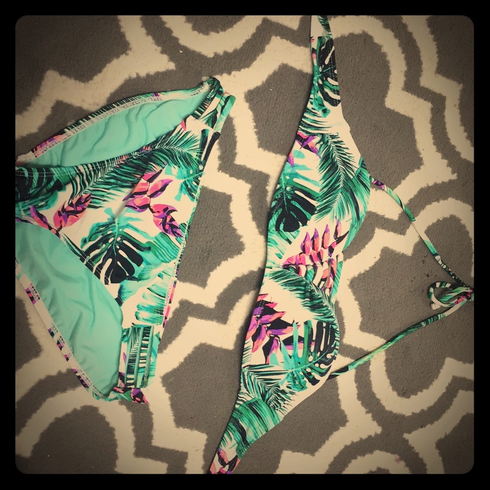 green leafy swim suit